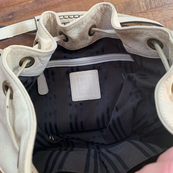 Frye White Leather Drawstring Bag - Picture 2 of 3